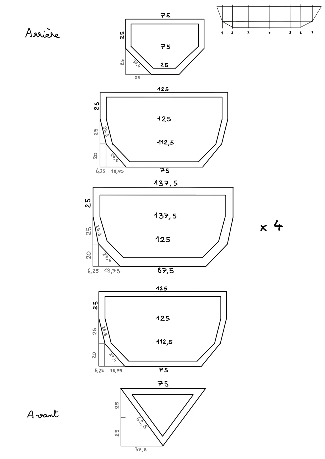 Plans des couples de l'épave